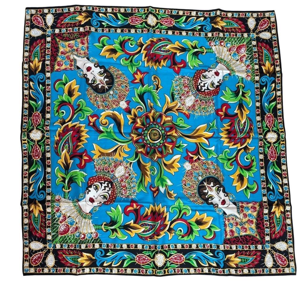 Women’s Colorful Crowned Jewel Lady Square Scarf One Size GUC